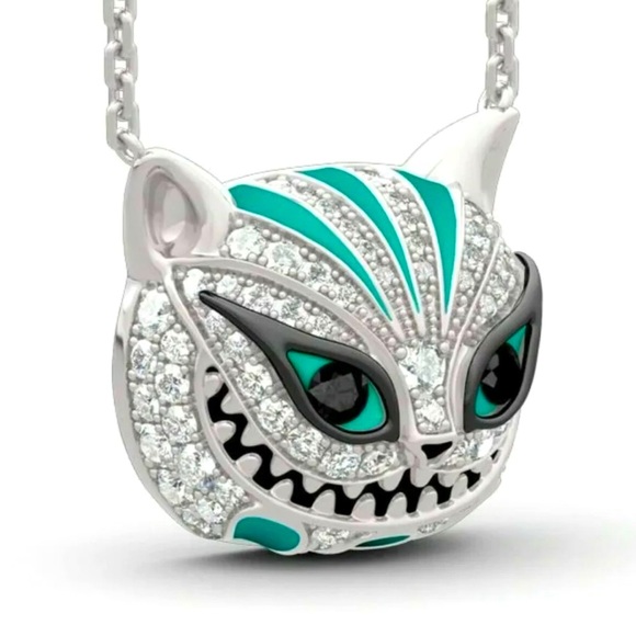 Cheshire Cat Rare & Special Alice in Wonderland Earring Necklace Set - Picture 5 of 7